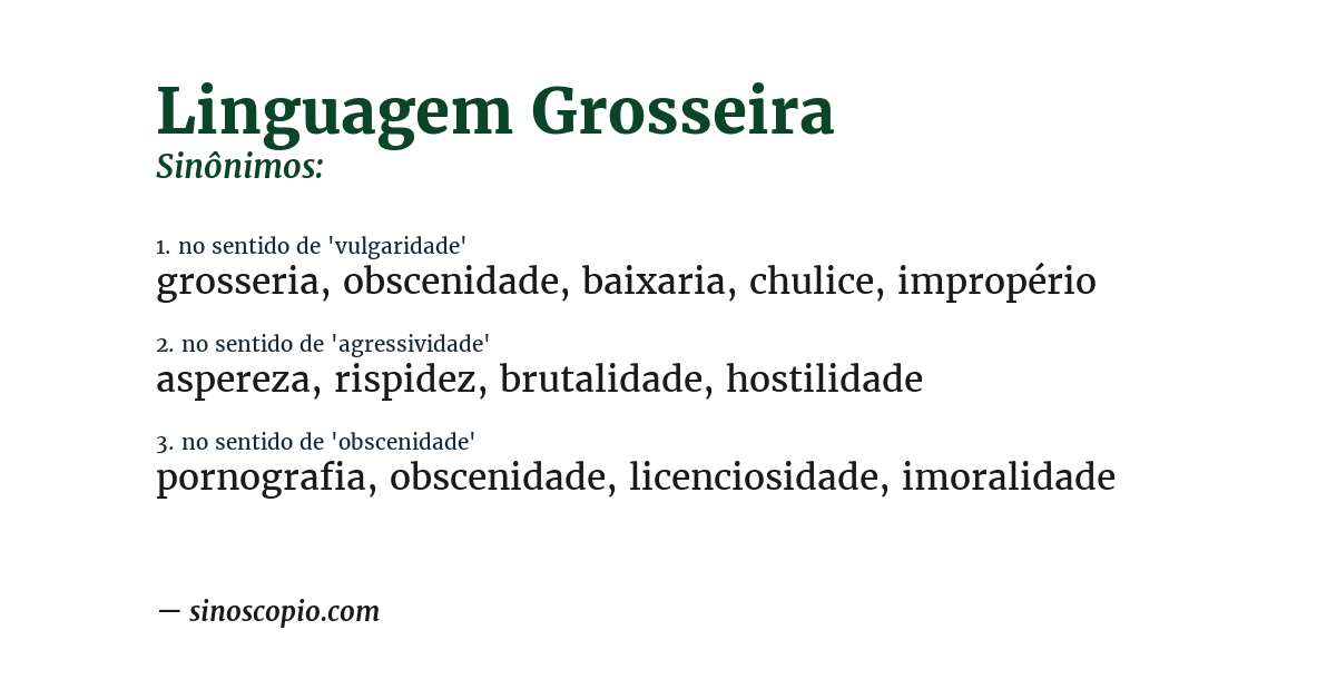 Sinônimo de linguagem grosseira