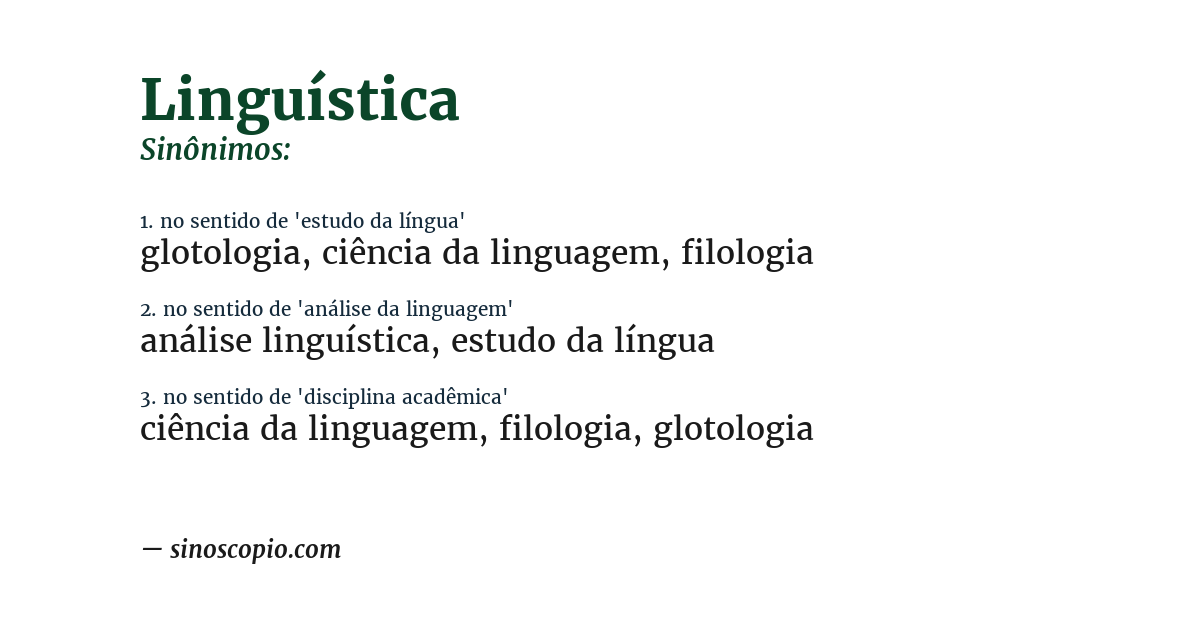 Sinônimo de linguística