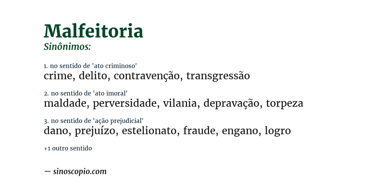 Sinônimo de malfeitoria