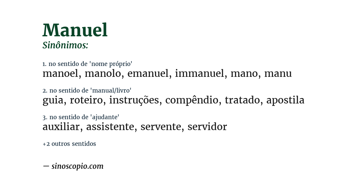 Sinônimo de manuel