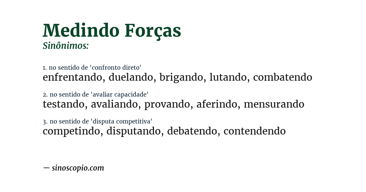 Sinônimo de medindo forças