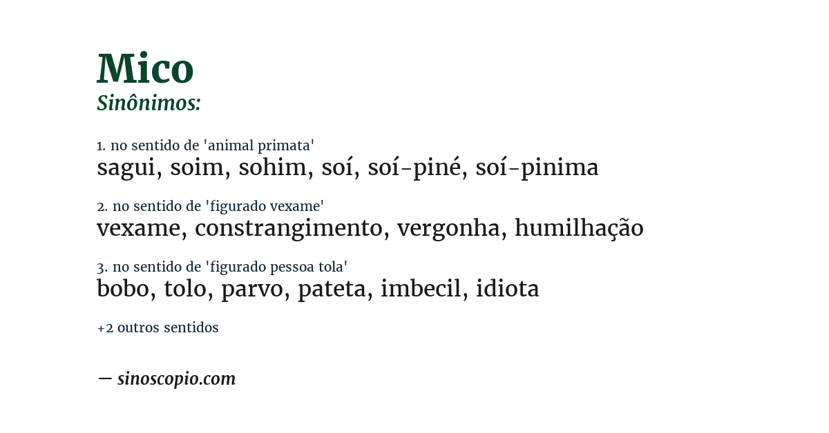 Sinônimo de mico