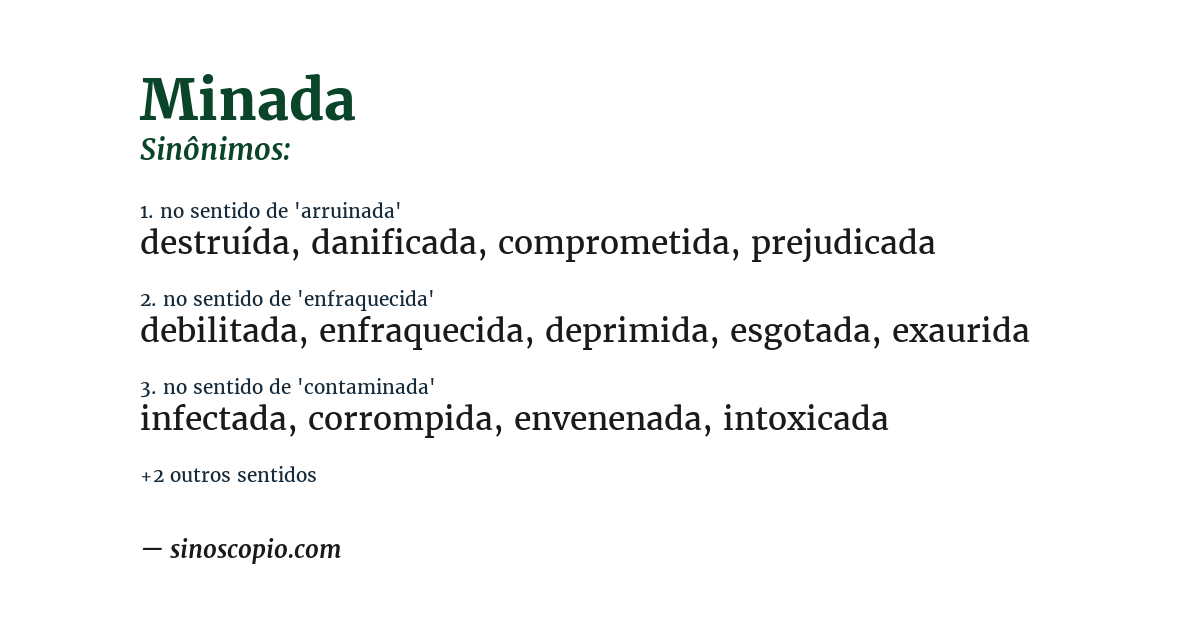 Sinônimo de minada