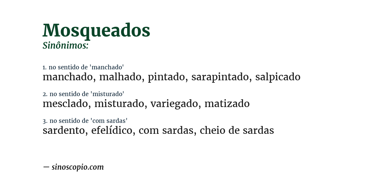 Sinônimo de mosqueados