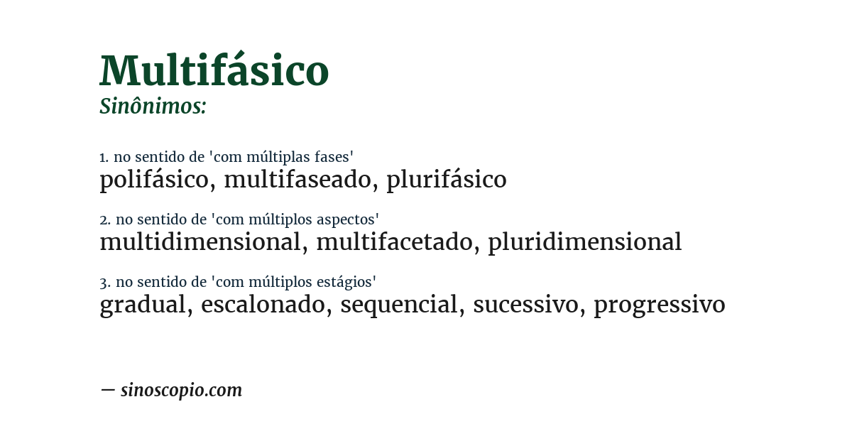 Sinônimo de multifásico