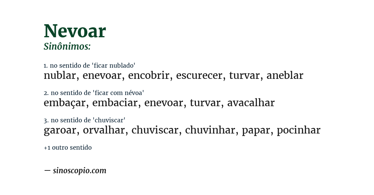 Sinônimo de nevoar