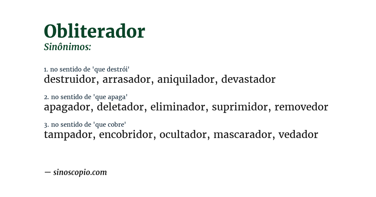 Sinônimo de obliterador