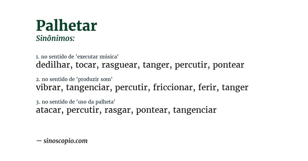 Sinônimo de palhetar