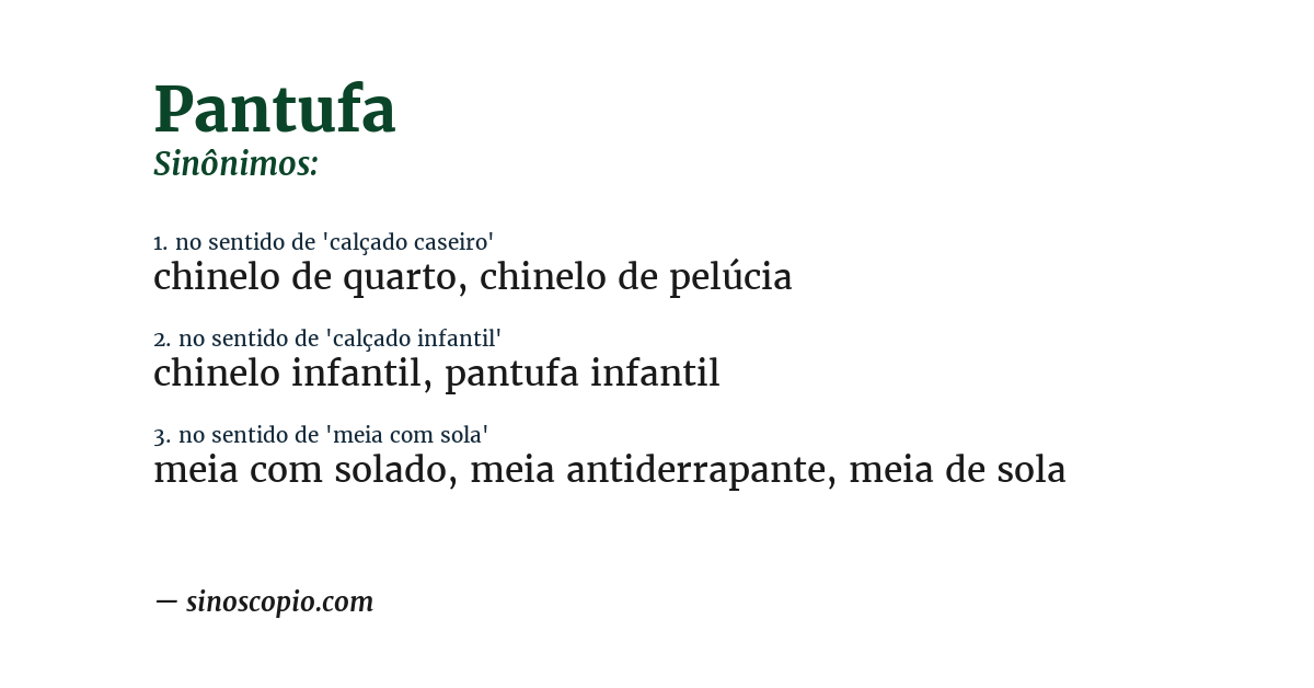 Sinônimo de pantufa