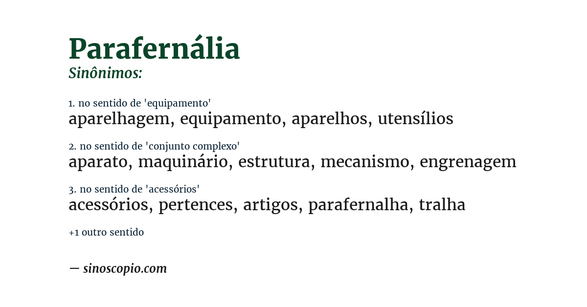 Sinônimo de parafernália
