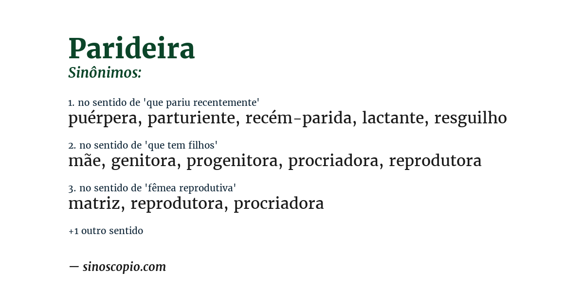 Sinônimo de parideira