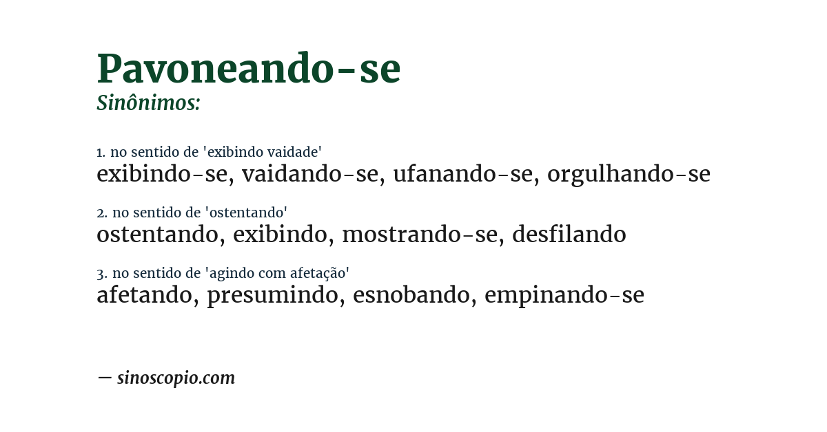 Sinônimo de pavoneando-se