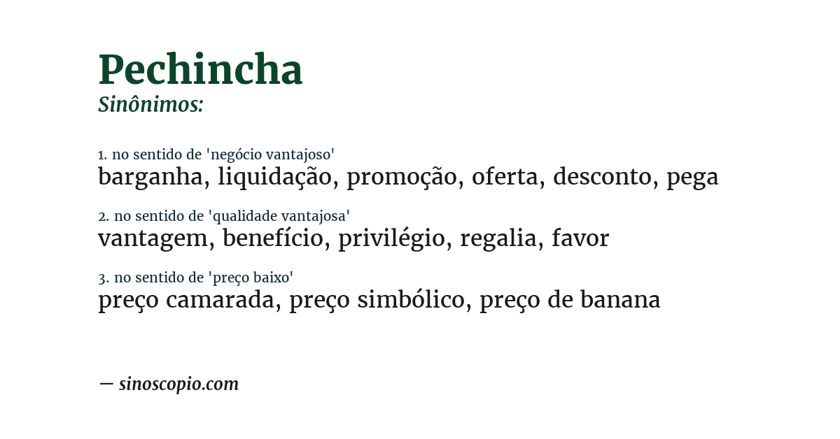 Sinônimo de pechincha