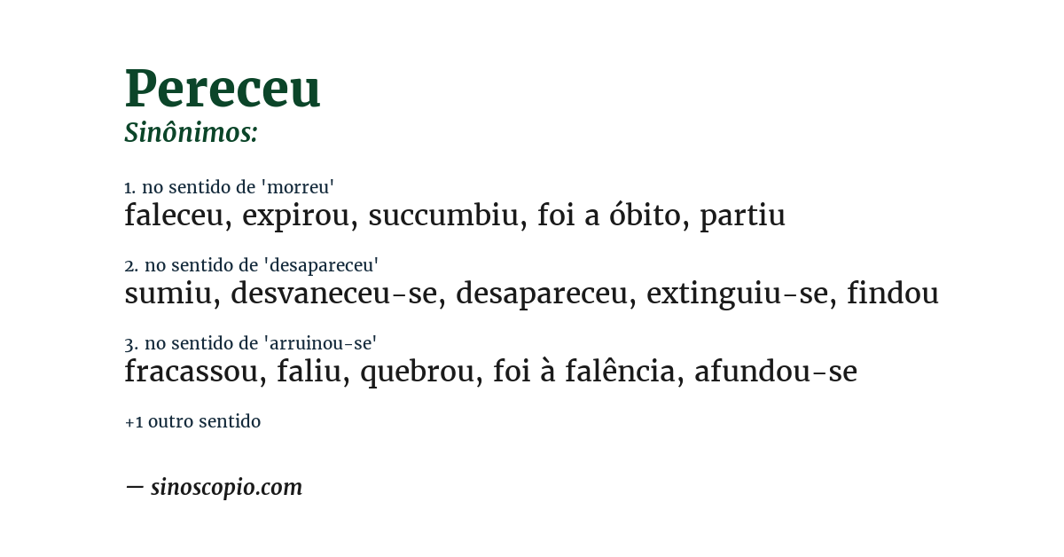 Sinônimo de pereceu