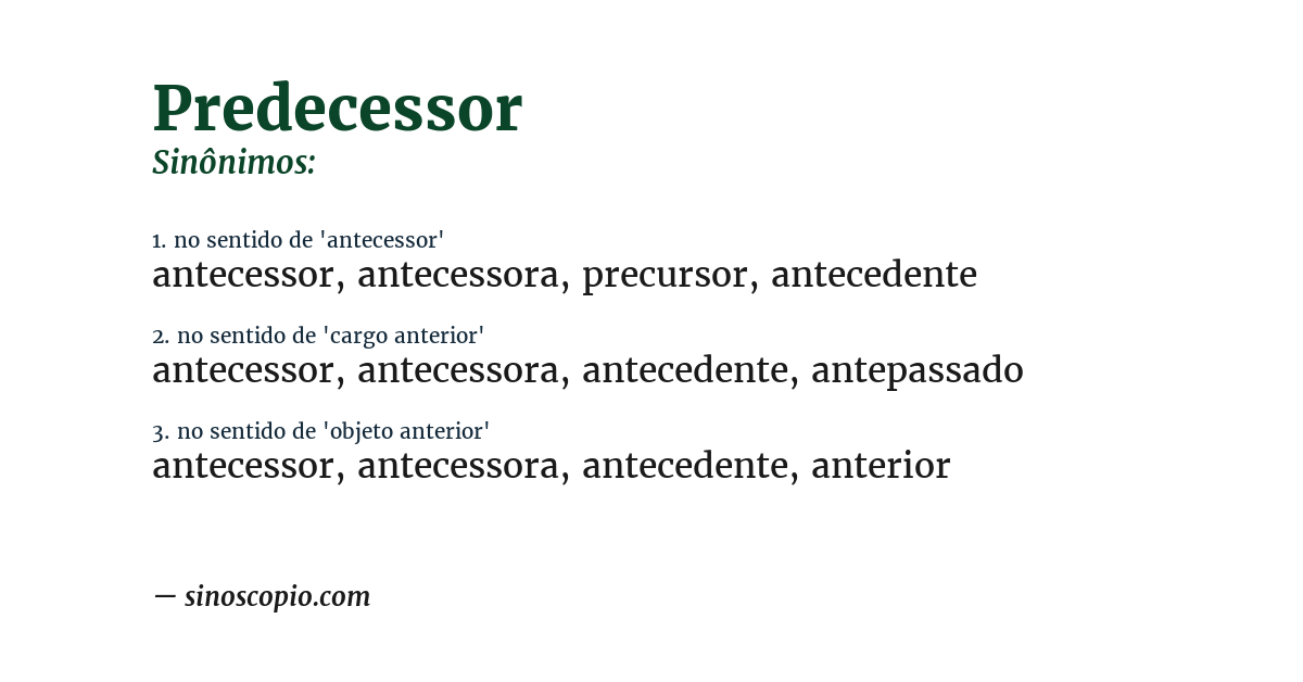 Sinônimo de predecessor