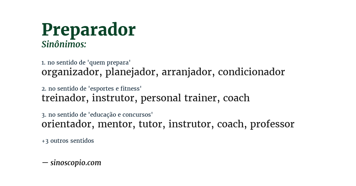 Sinônimo de preparador