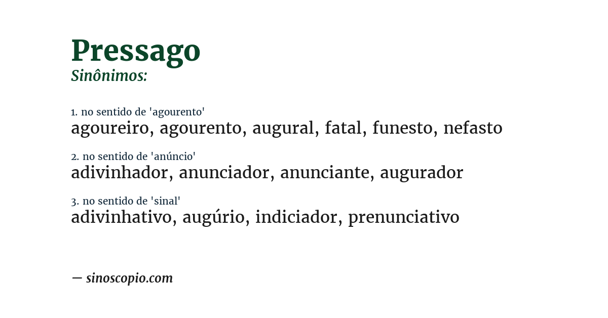 Sinônimo de pressago