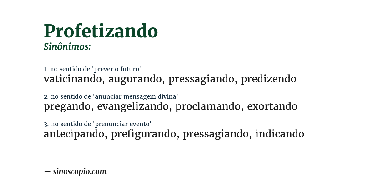 Sinônimo de profetizando