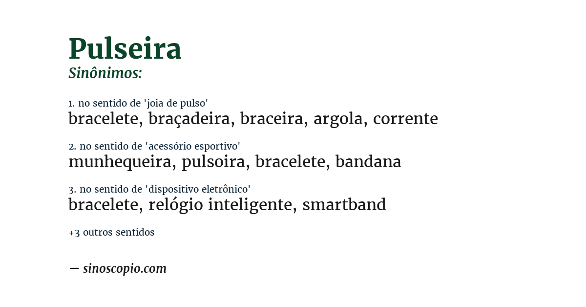 Sinônimo de pulseira