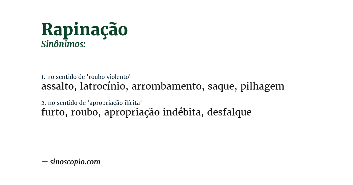 Sinônimo de rapinação