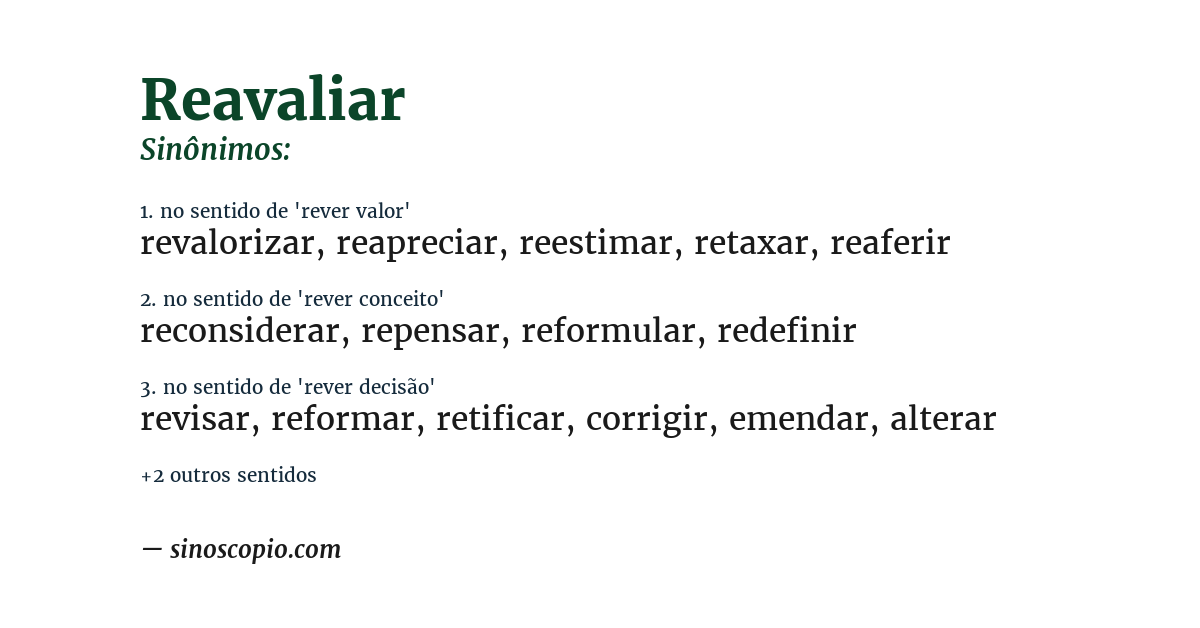 Sinônimo de reavaliar