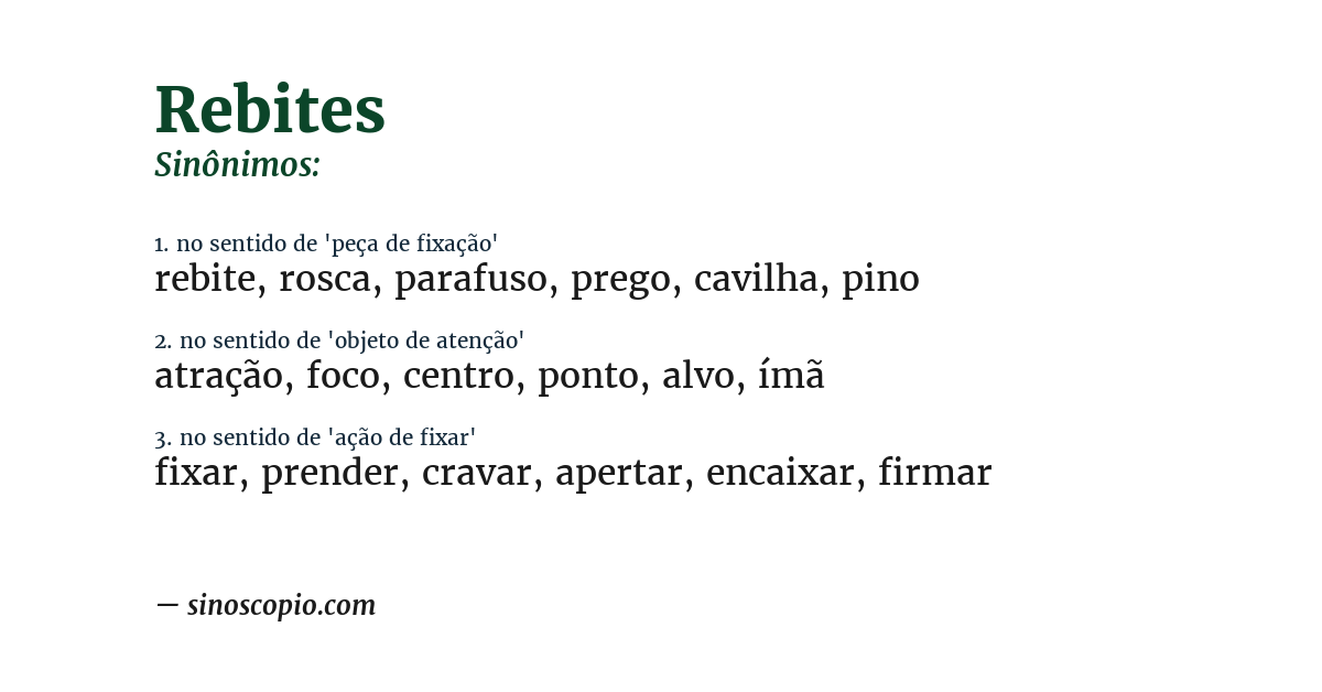 Sinônimo de rebites