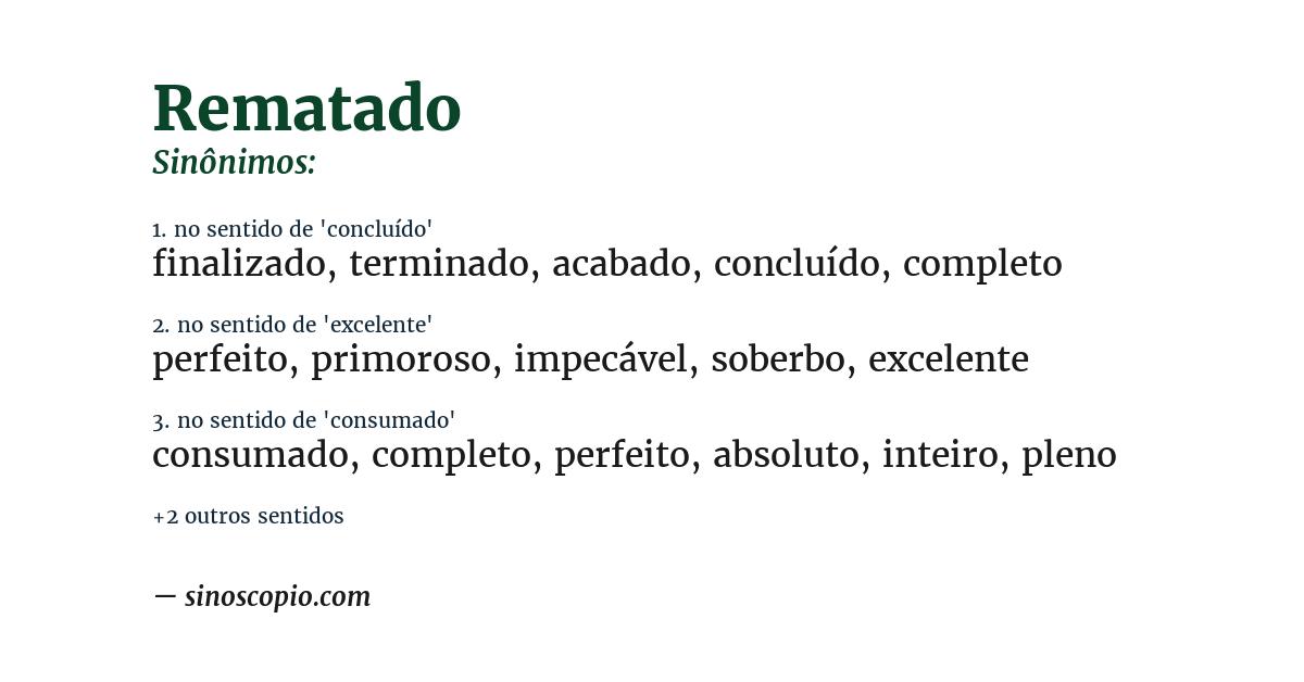 Sinônimo de rematado