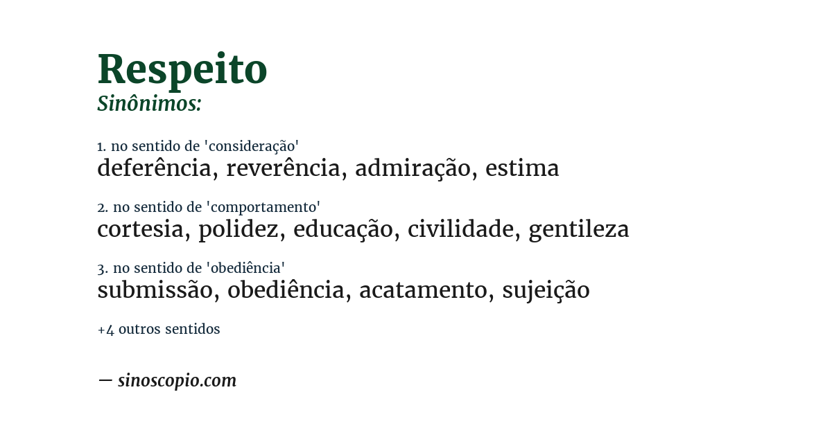 Sinônimo de respeito