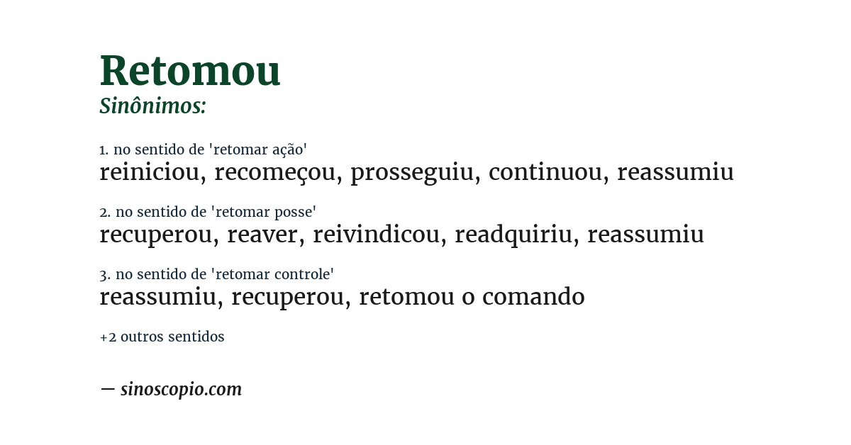 Sinônimo de retomou