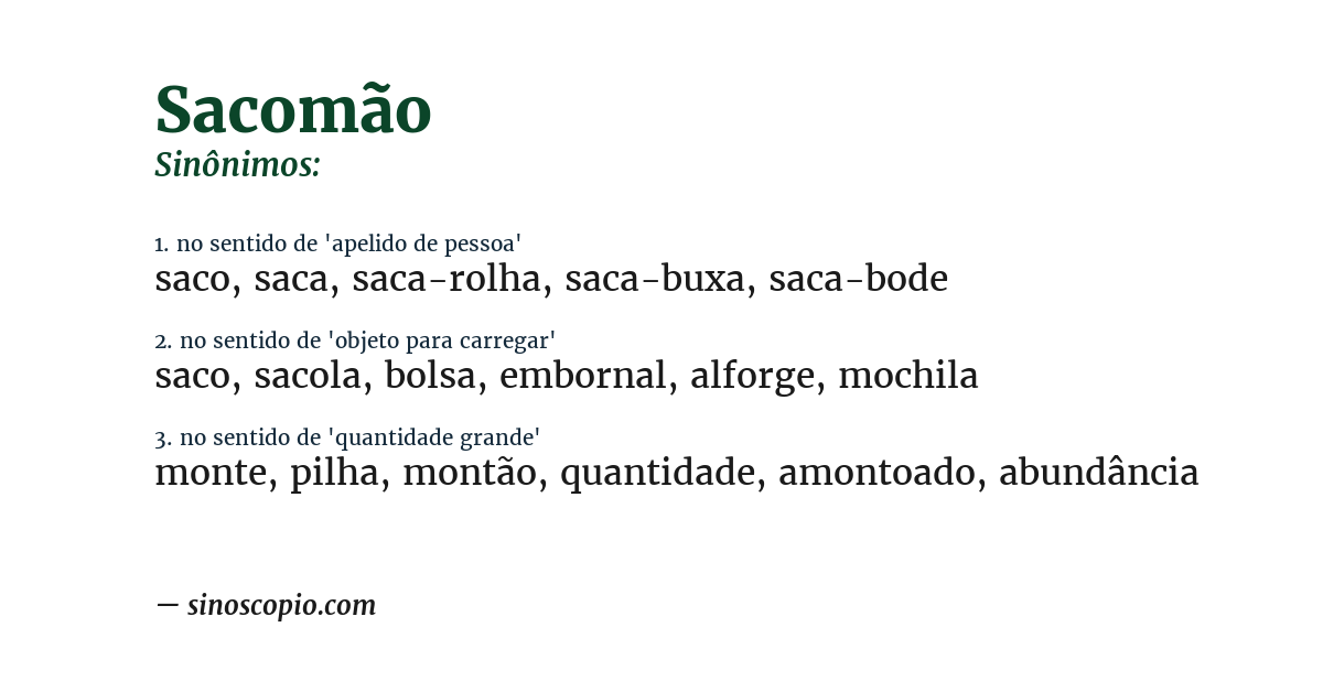 Sinônimo de sacomão