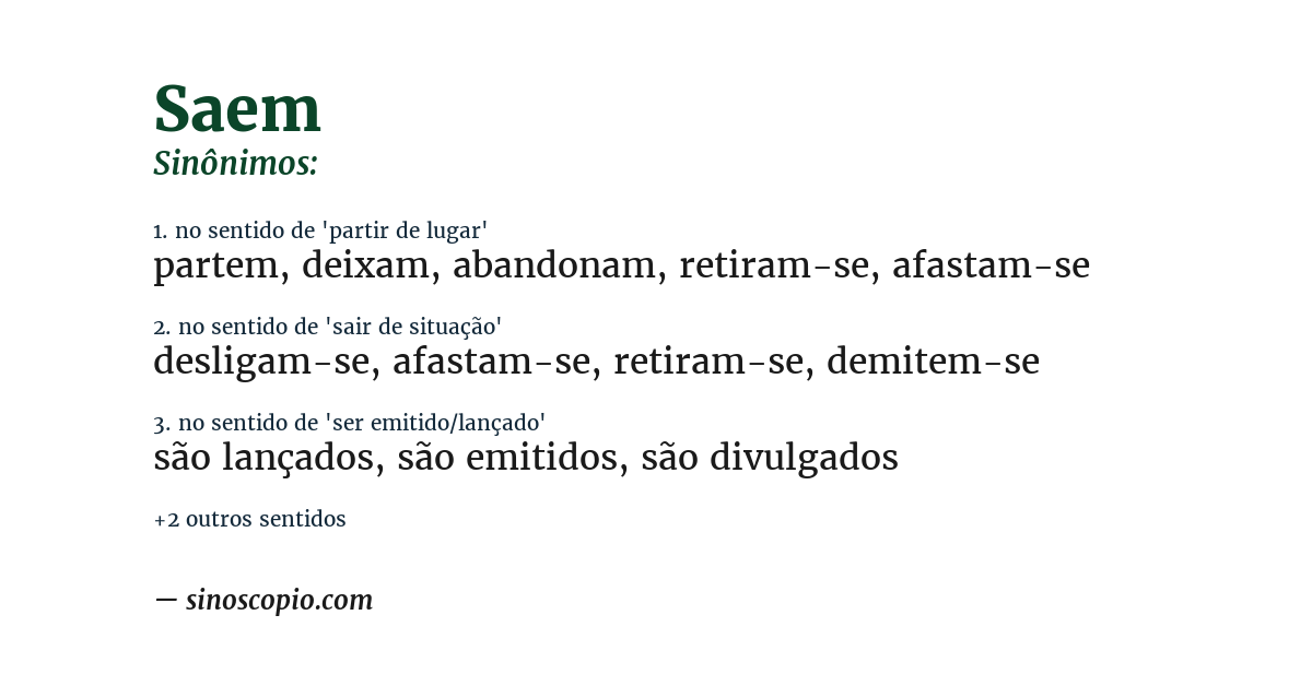 Sinônimo de saem