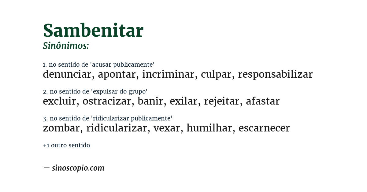 Sinônimo de sambenitar