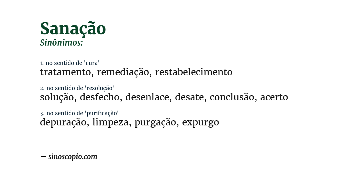 Sinônimo de sanação