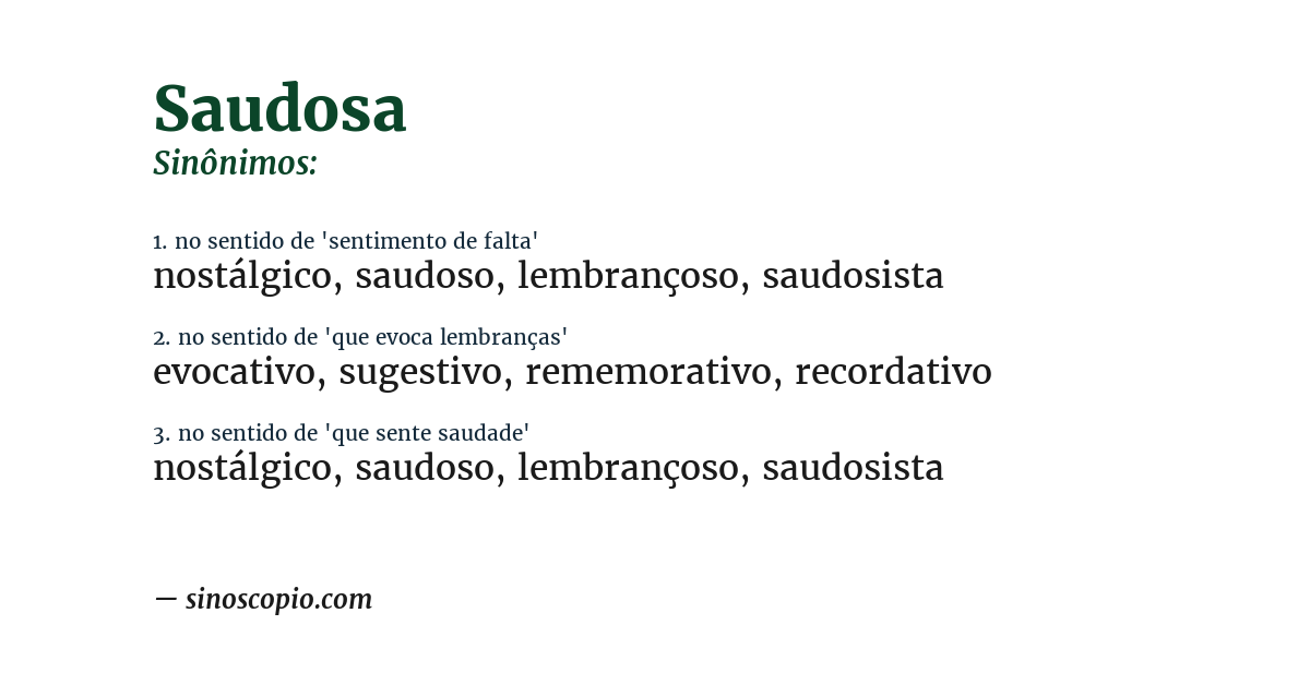 Sinônimo de saudosa