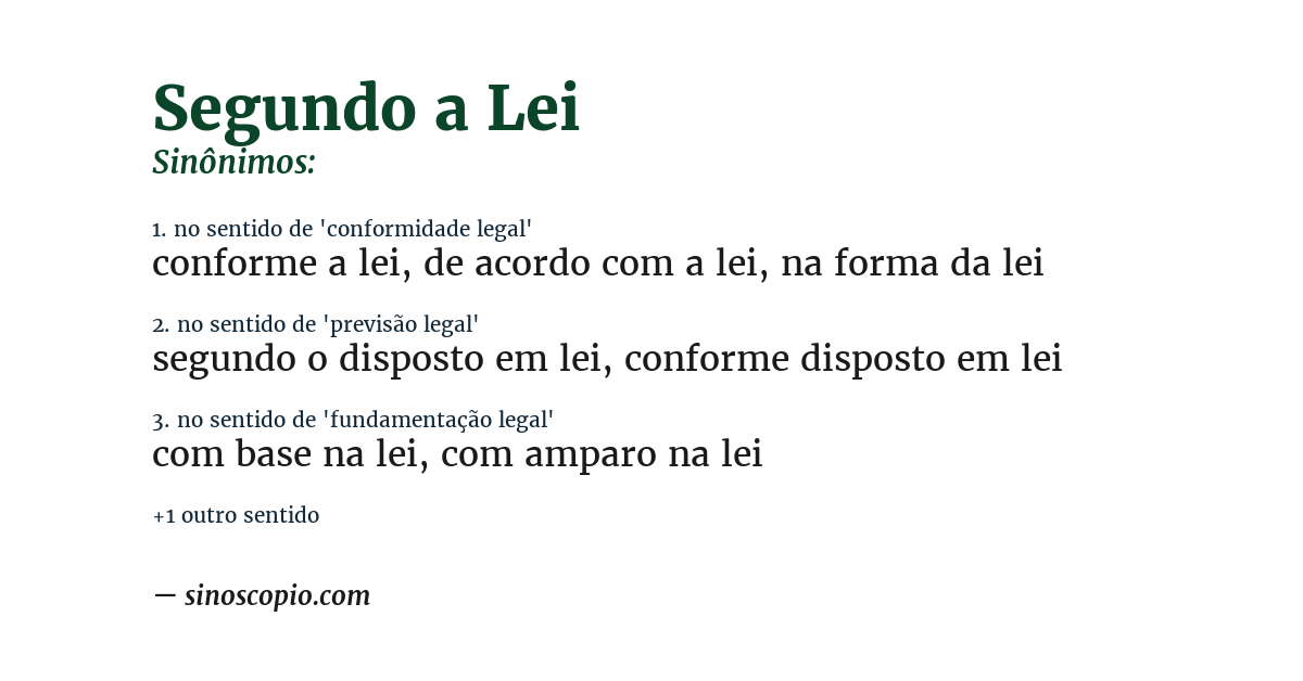 Sinônimo de segundo a lei