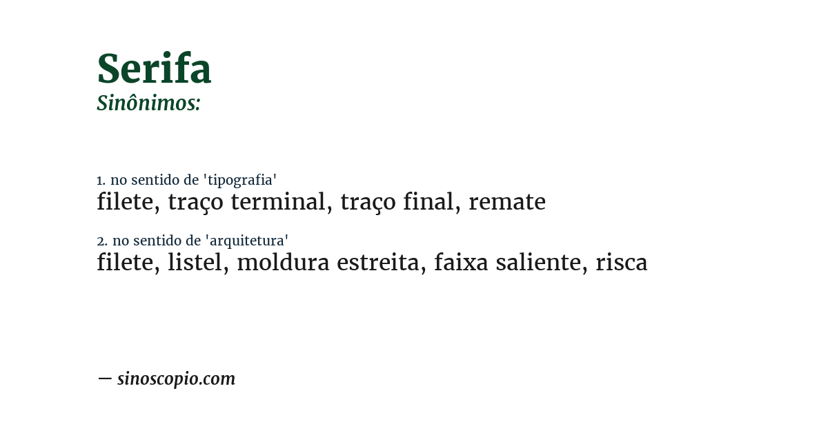 Sinônimo de serifa