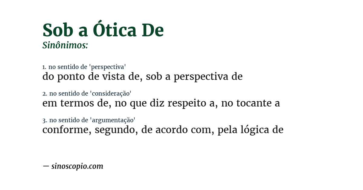 Sinônimo de sob a ótica de