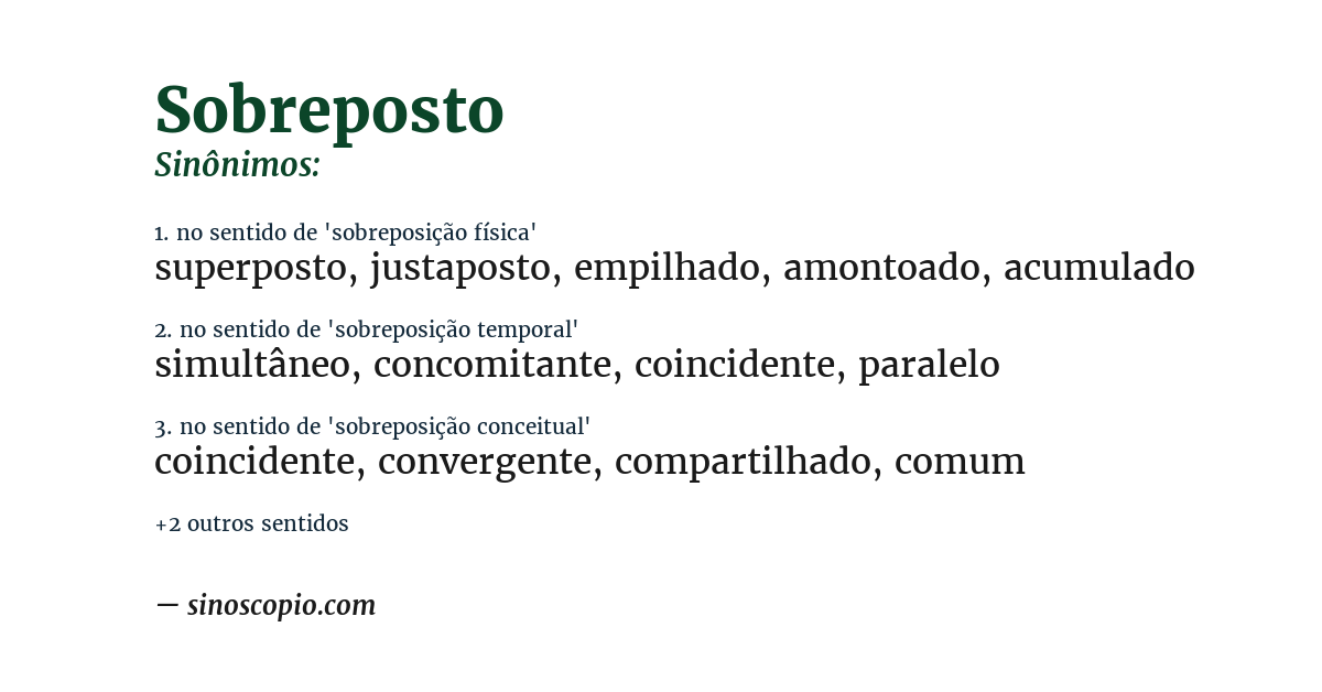Sinônimo de sobreposto