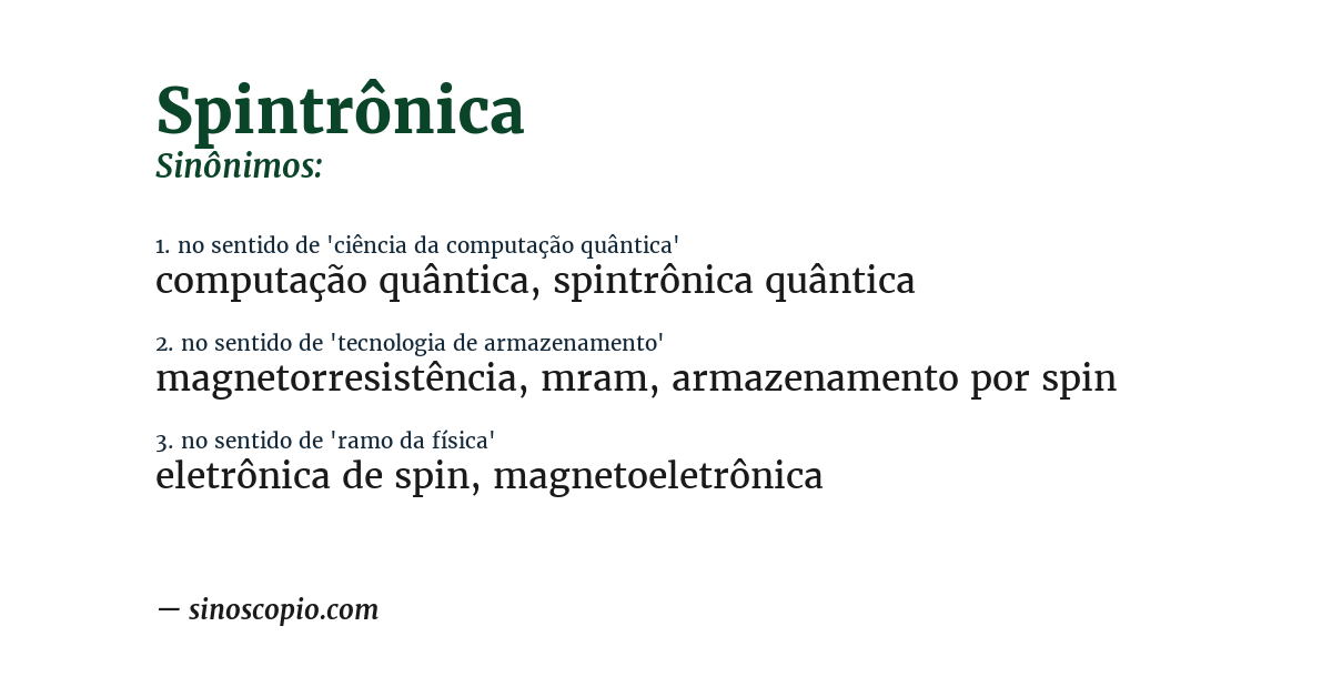 Sinônimo de spintrônica