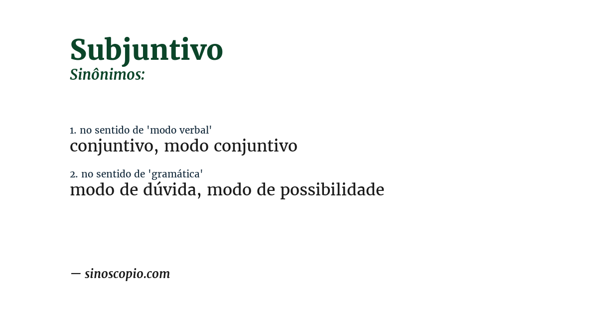 Sinônimo de subjuntivo
