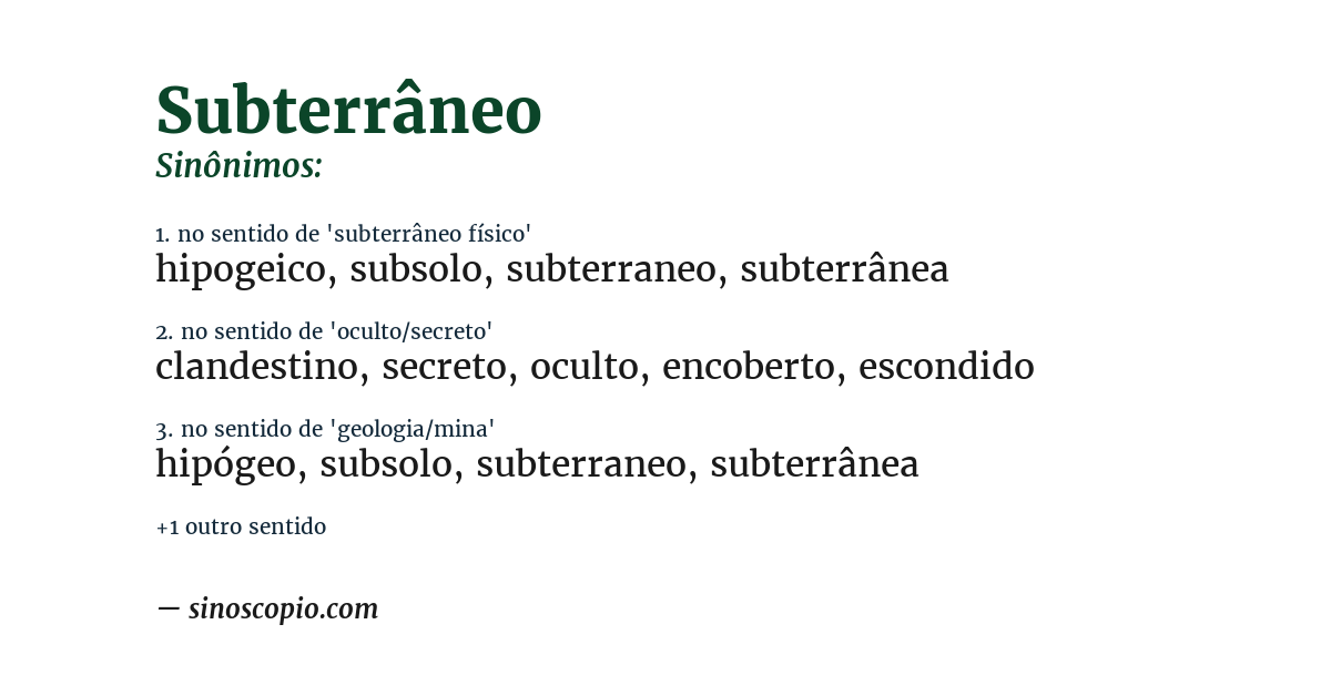 Sinônimo de subterrâneo