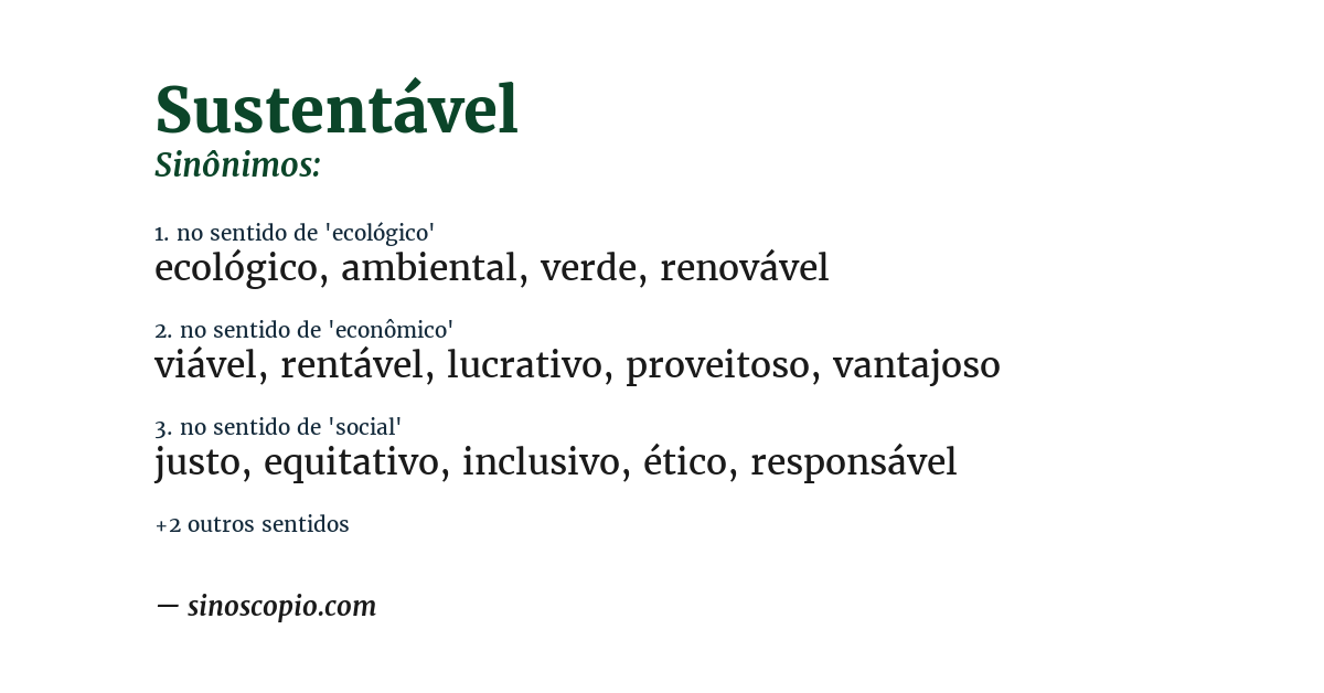 Sinônimo de sustentável