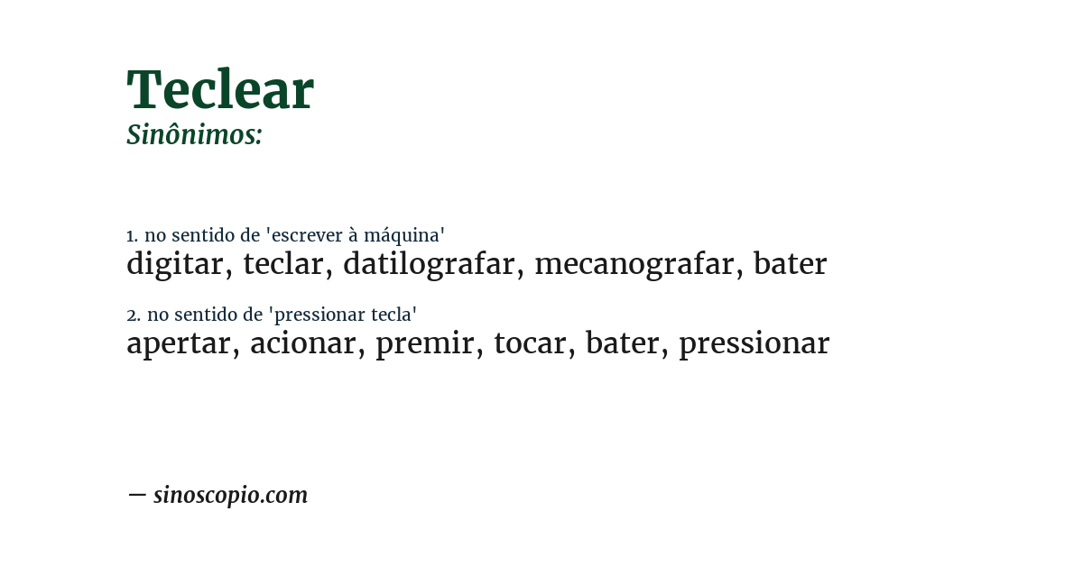 Sinônimo de teclear