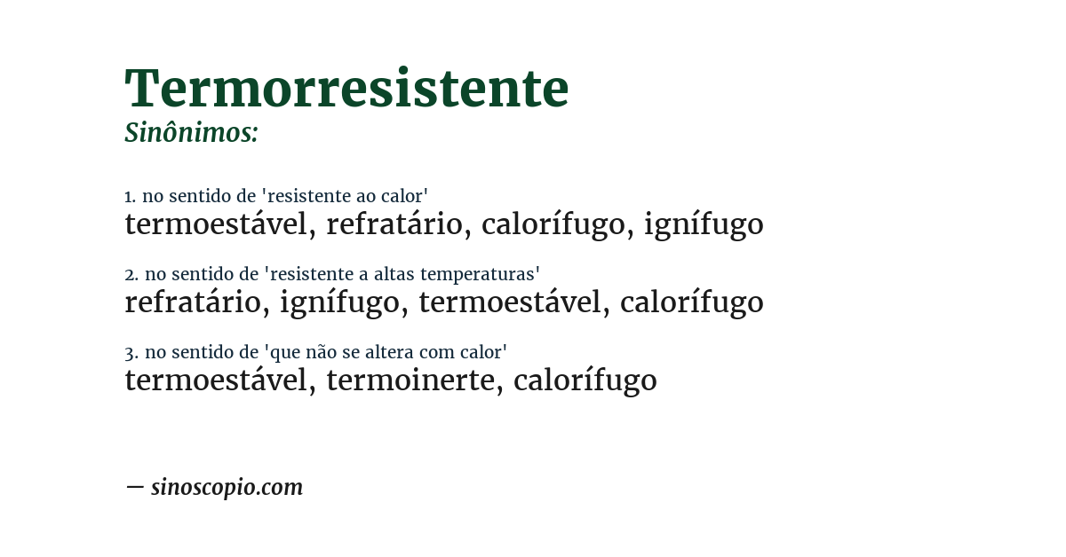 Sinônimo de termorresistente
