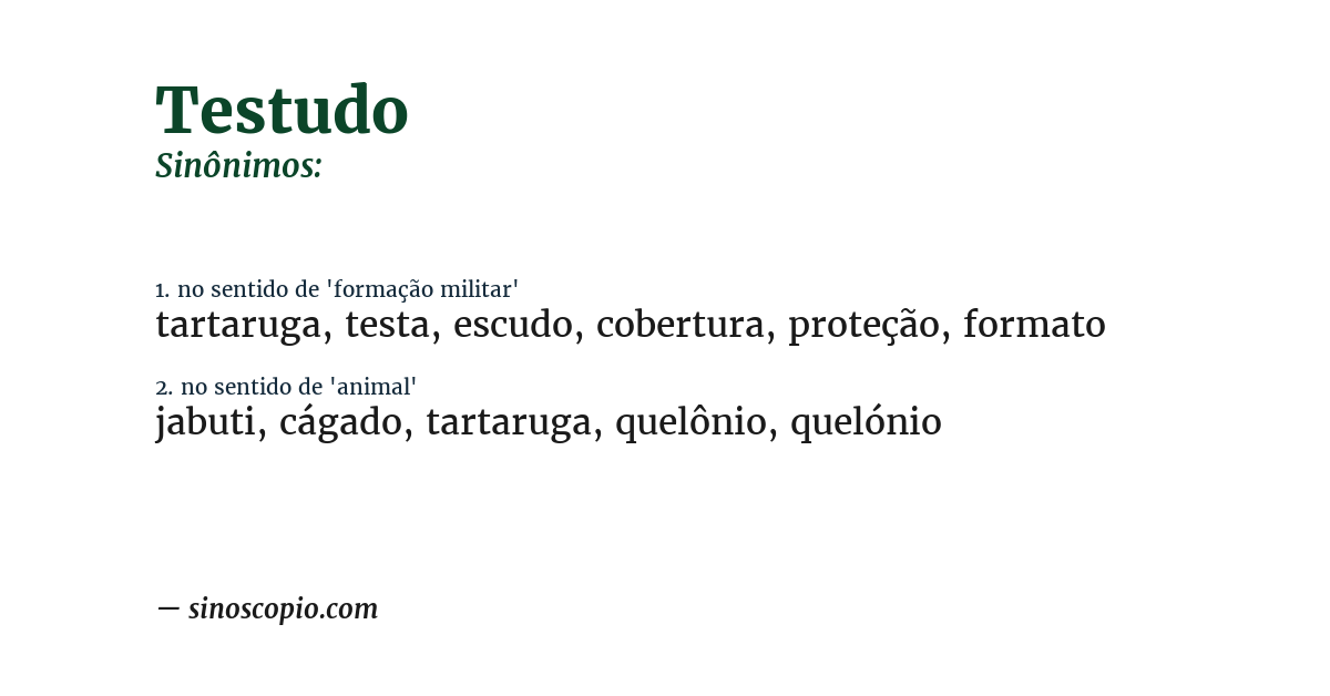 Sinônimo de testudo