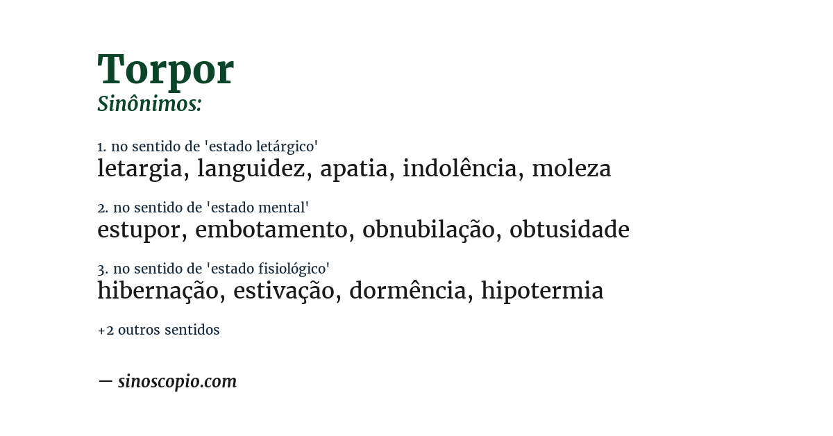 Sinônimo de torpor