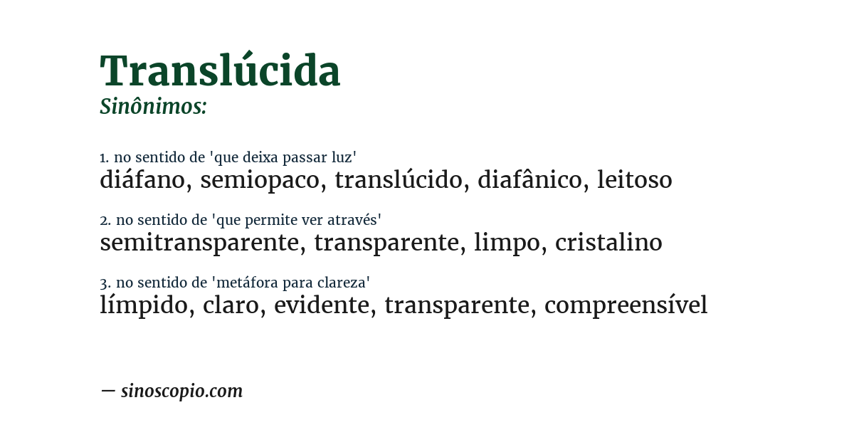 Sinônimo de translúcida