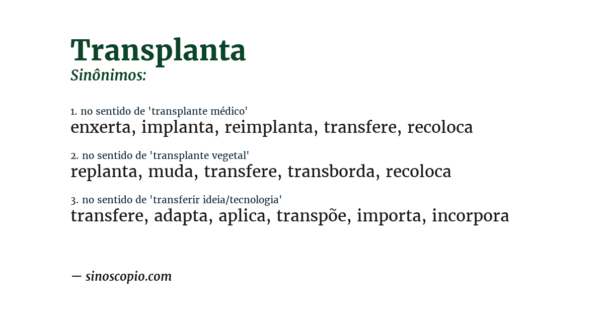 Sinônimo de transplanta