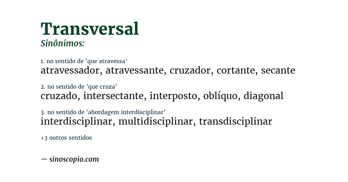 Sinônimo de transversal