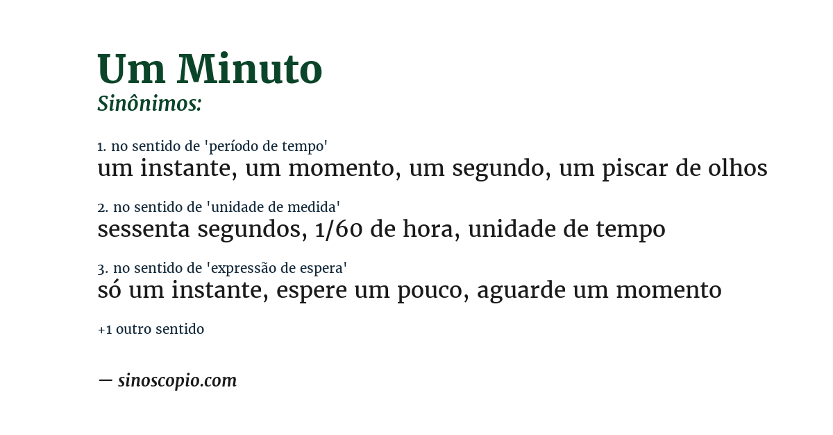 Sinônimo de um minuto